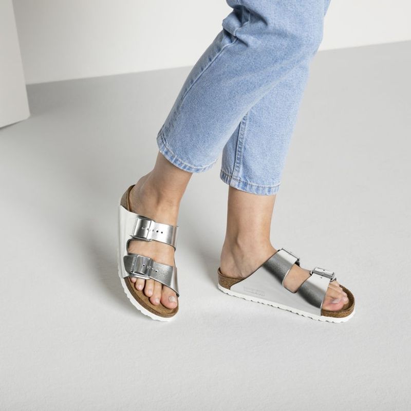 Birkenstock Arizona SFB Silver Met skinn myk - smal