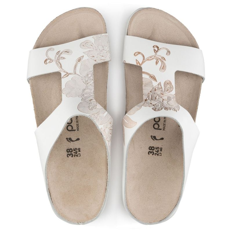 Birkenstock Papillio Charlize ornaments hvit/rosegull skinn smal