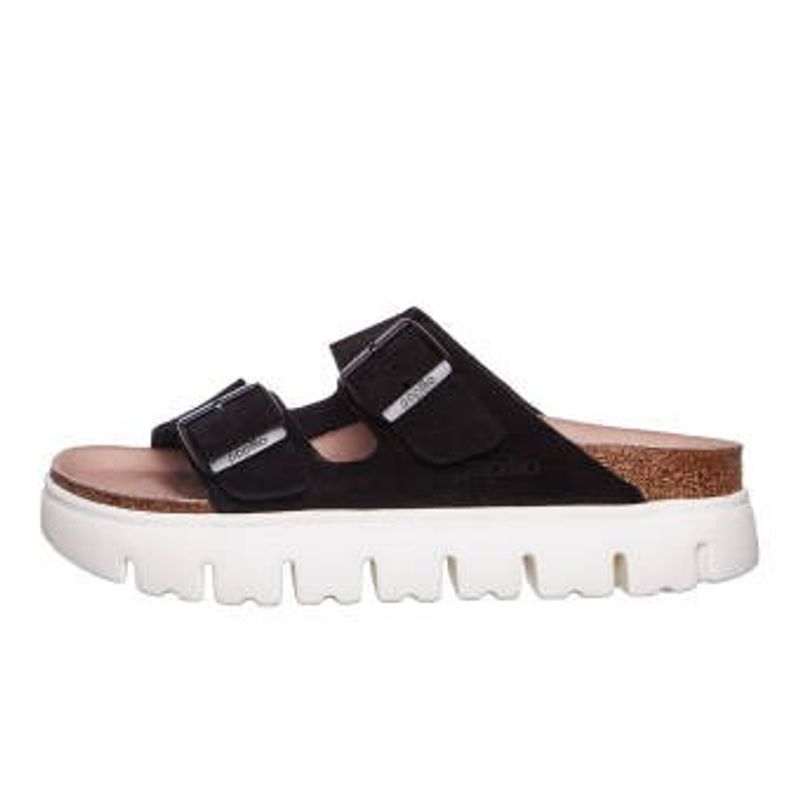 Birkenstock Arizona platform semsket skinn svart smal