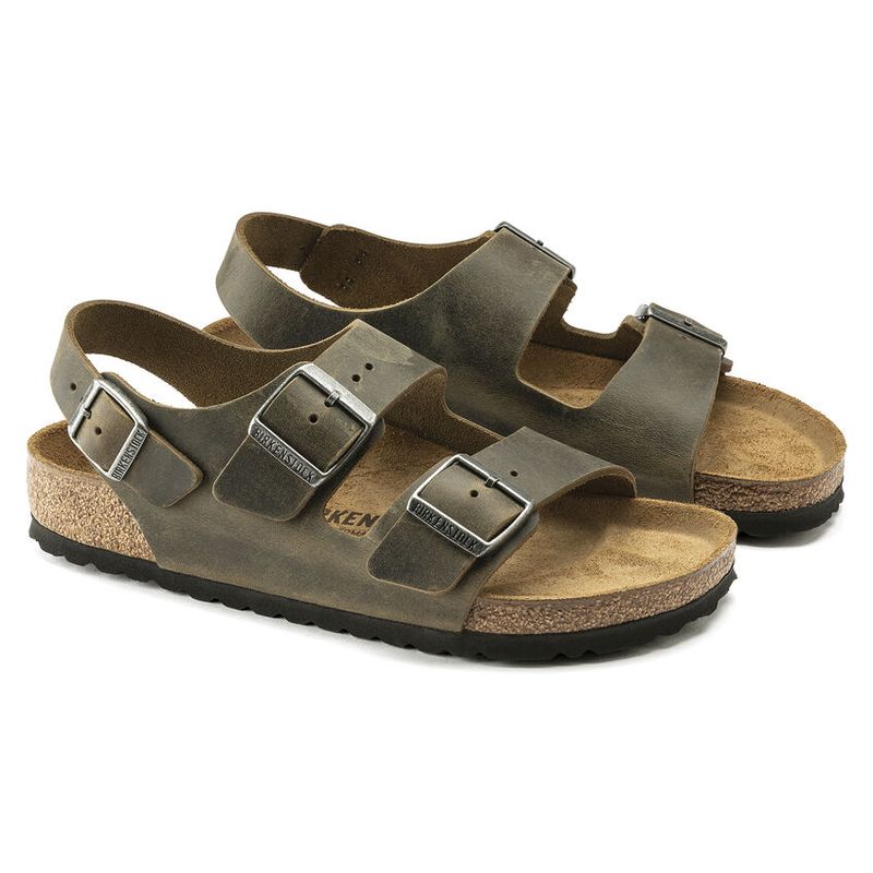 Birkenstock Milano Faded Khaki oljet skinn normal