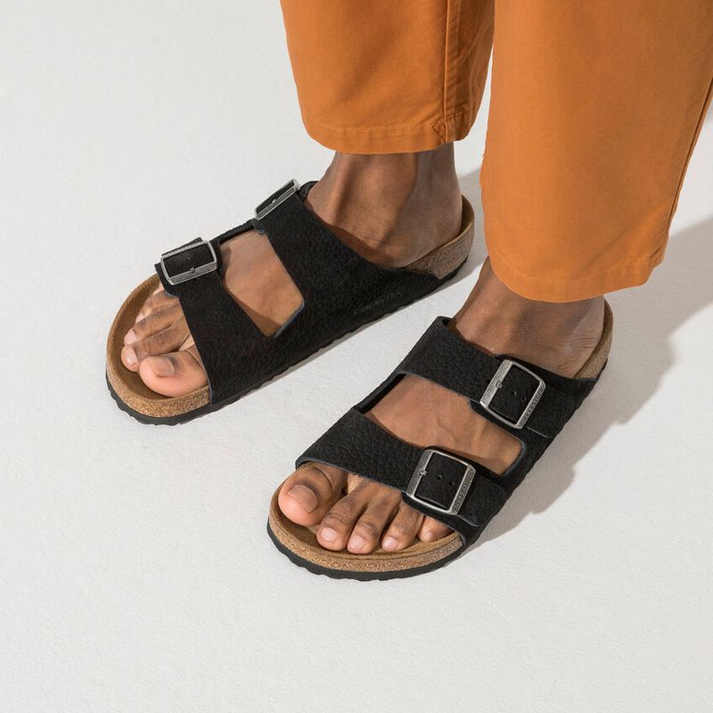 Birkenstock Arizona svart nubuck skinn normal