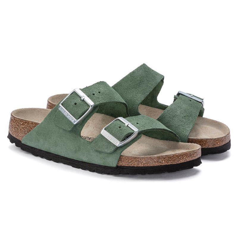 Birkenstock Arizona Shimmering Thyme smal grønn semsket skinn