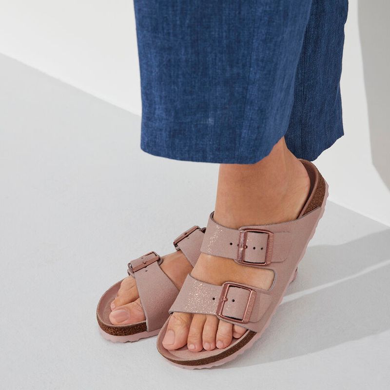 Birkenstock Arizona Shimmering Light Rose Semsket skinn smal