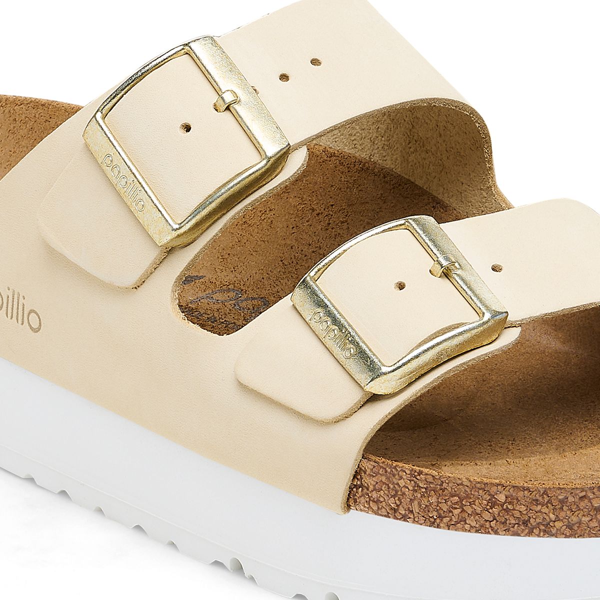 Birkenstock Arizona platform Ecru nubuck skinn smal