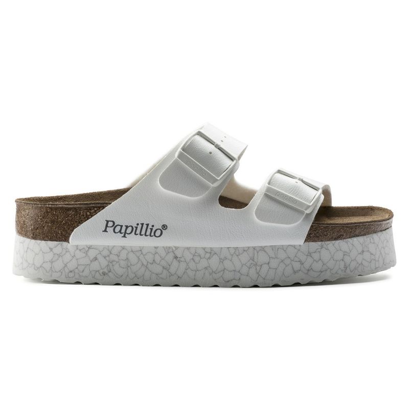 Birkenstock Arizona BF Monochrome marble hvit høy såle smal