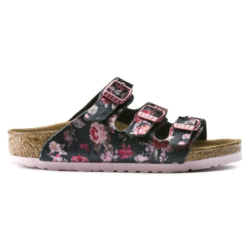 Birkenstock Florida velvet flower svart Birko-flor