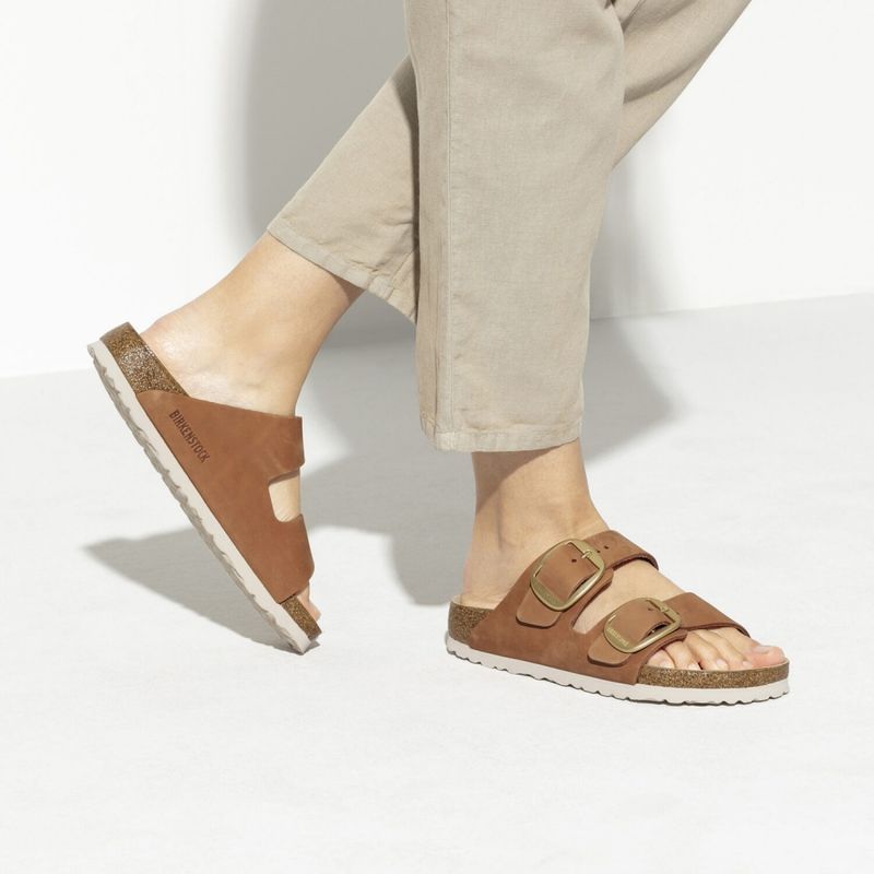 Birkenstock Arizona Big buckle brandy skinn smal