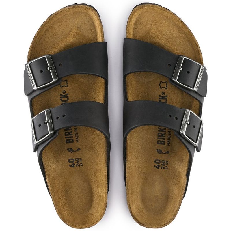 Birkenstock Arizona Svart oljet skinn smal