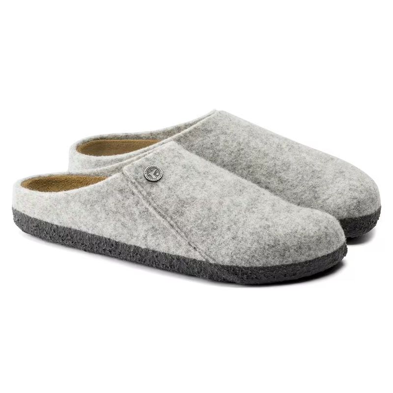 Birkenstock Zermatt Lysegrå tøffel ullfleece normal