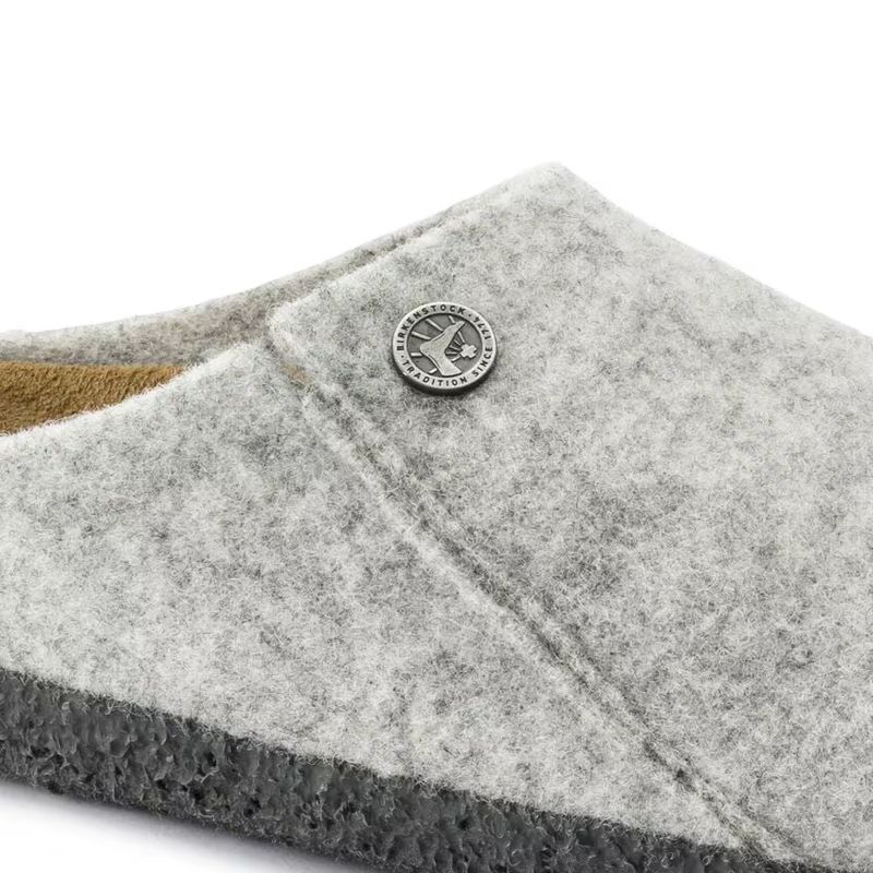 Birkenstock Zermatt Lysegrå tøffel ullfleece smal