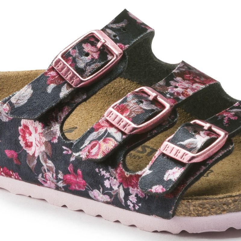 Birkenstock Florida velvet flower svart Birko-flor