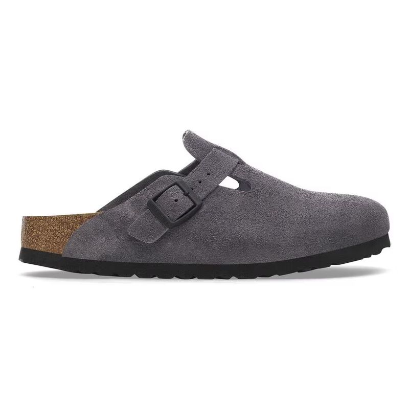 Birkenstock Boston velvet grey semsket skinn normal