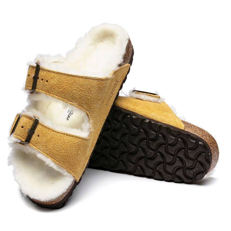 Birkenstock Arizona Shearling ochre semsket skinn/lammeull smal