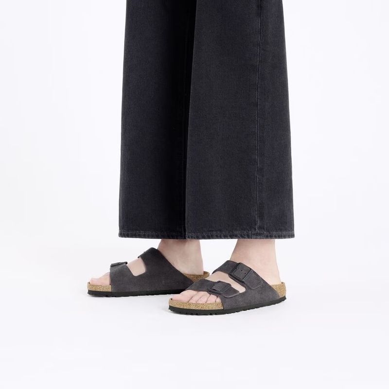 Birkenstock Arizona Velvet Grey semsket skinn normal