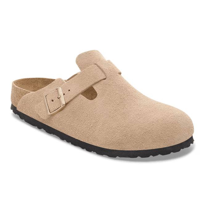 Hovedbilde Birkenstock Boston sandcastle semsket skinn smal