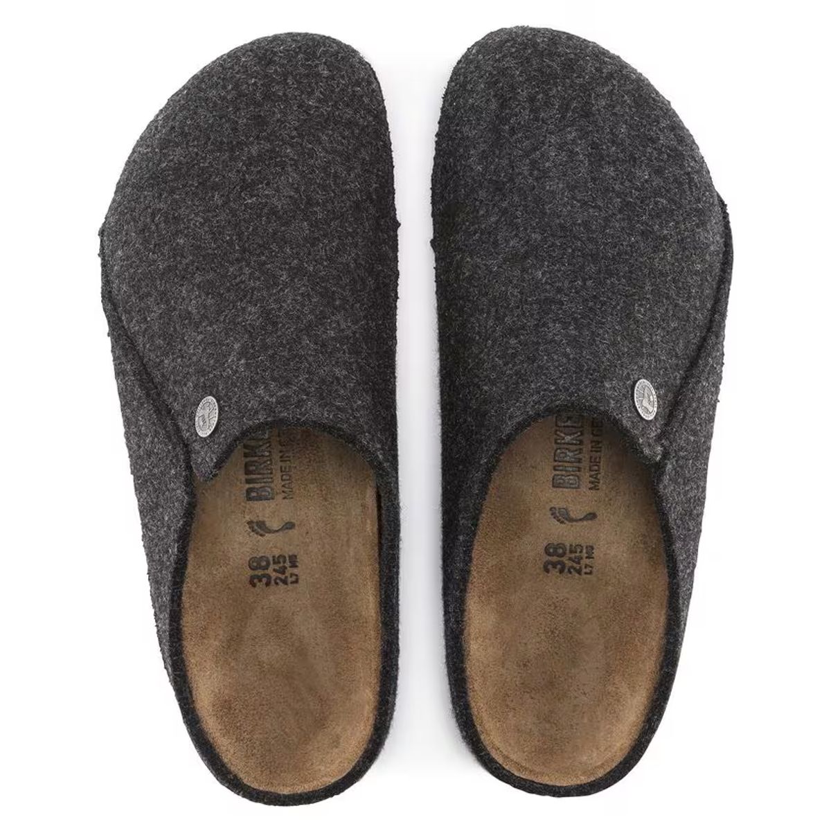 Birkenstock Zermatt Anthracite tøffel ullfleece smal