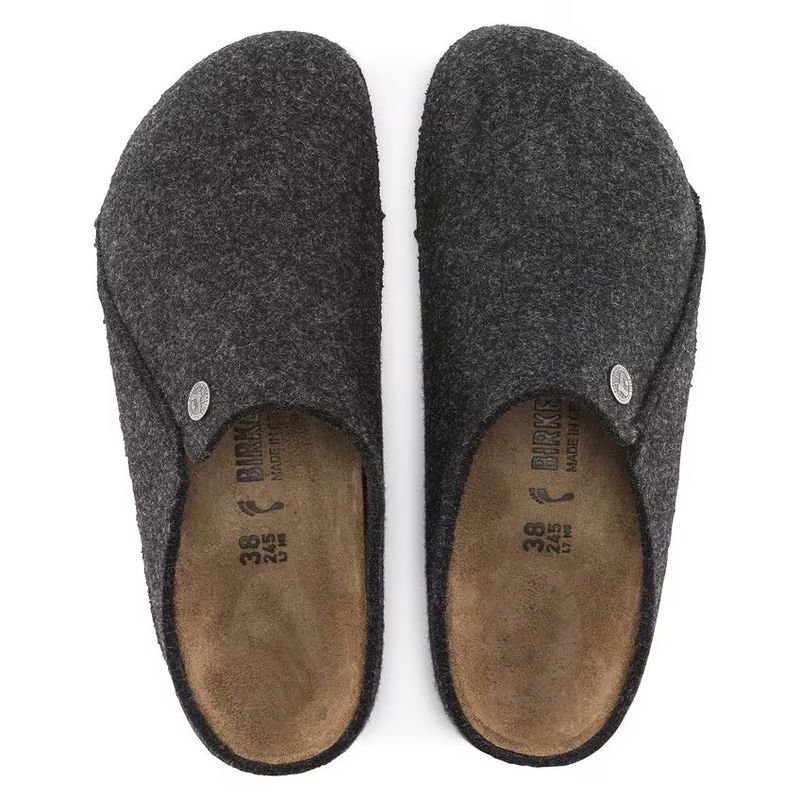 Birkenstock Zermatt Anthracite tøffel ullfleece smal