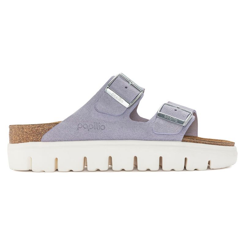 Birkenstock Arizona platform semsket skinn Purple fog smal