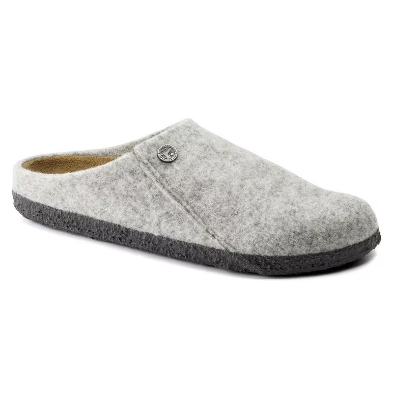 Birkenstock Zermatt Lysegrå tøffel ullfleece smal