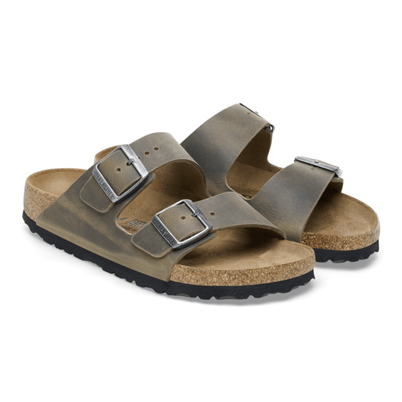 Birkenstock Arizona oljet skinn Faded Khaki smal