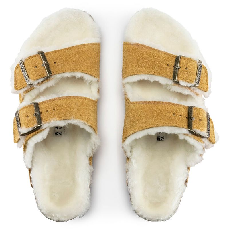 Birkenstock Arizona Shearling ochre semsket skinn/lammeull smal