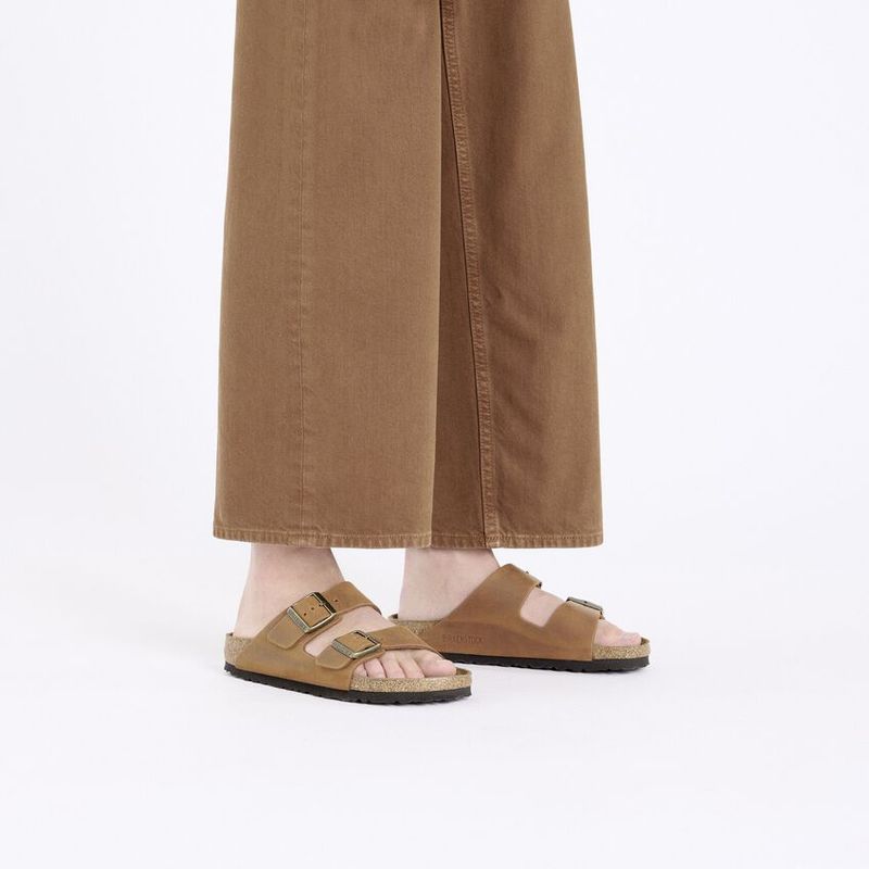 Birkenstock Arizona Cognac oljet nubuck skinn smal