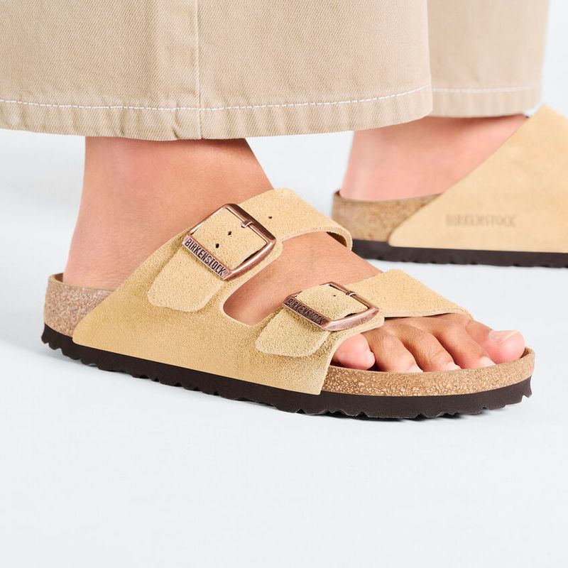 Birkenstock Arizona Latte cream semsket skinn smal myk