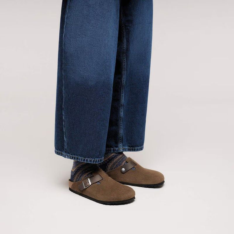 Birkenstock Boston mixed dark tea- brun semsket skinn normal