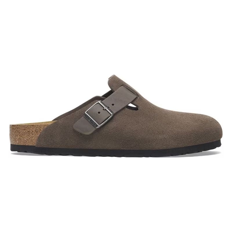 Birkenstock Boston mixed gray -brun semsket skinn normal