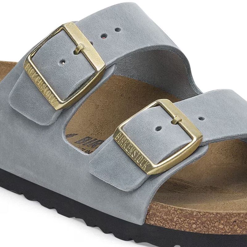 Birkenstock Arizona oljet skinn Basalt Grey smal