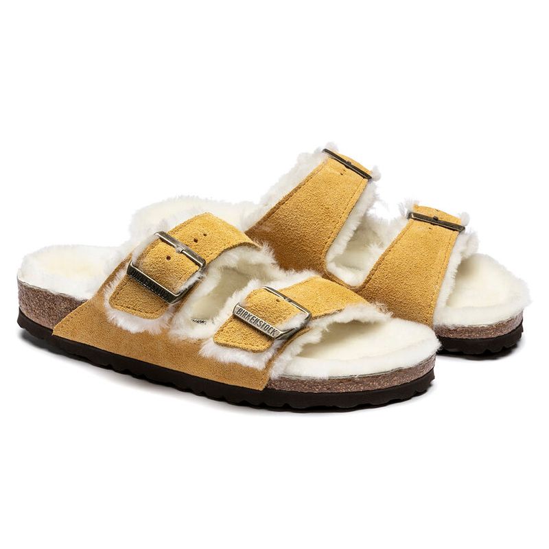 Birkenstock Arizona Shearling ochre semsket skinn/lammeull smal