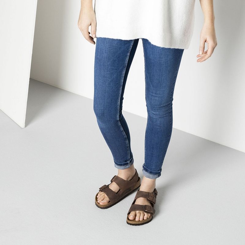 Birkenstock Milano Habana oljet skinn smal