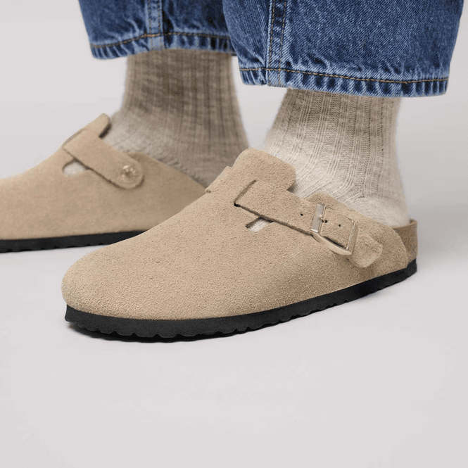 Hovedbilde Birkenstock Boston sandcastle semsket skinn smal