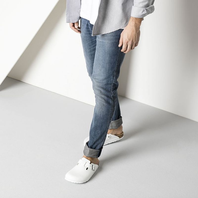 Birkenstock Boston Hvit skinn smal