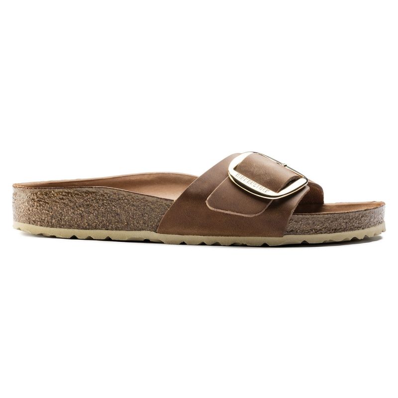 Birkenstock Madrid Big buckle cognac skinn smal