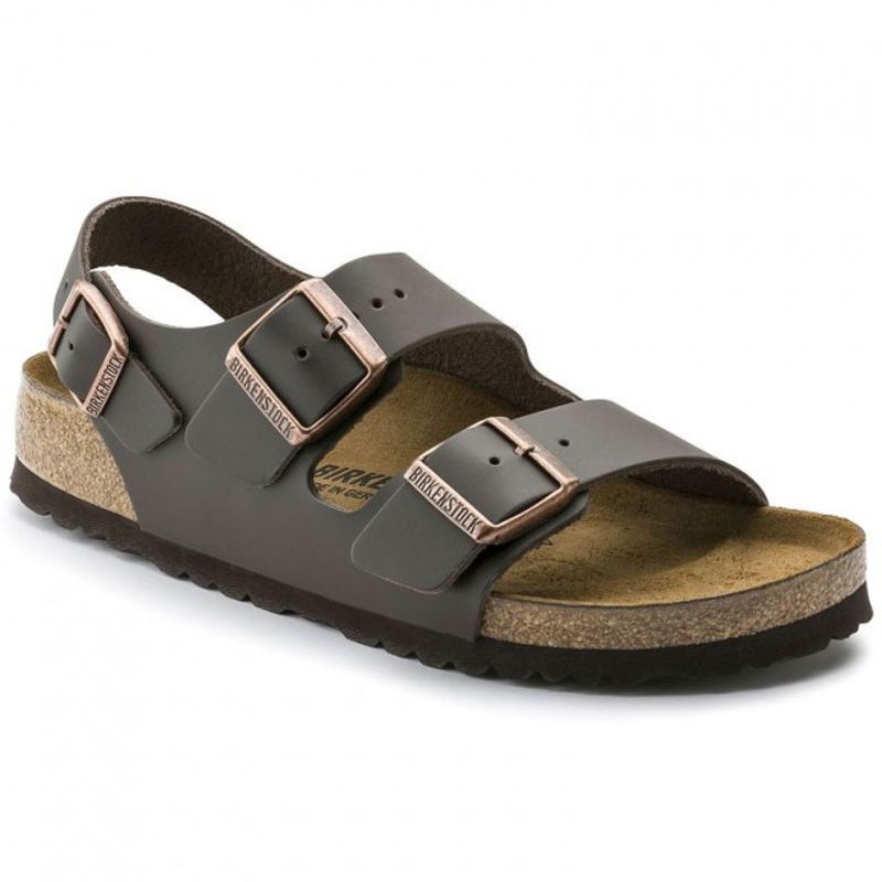 Birkenstock Milano Glatt skinn mørkebrun smal