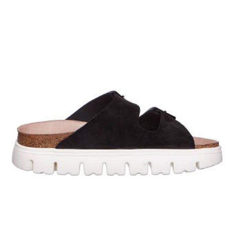 Birkenstock Arizona platform semsket skinn svart smal