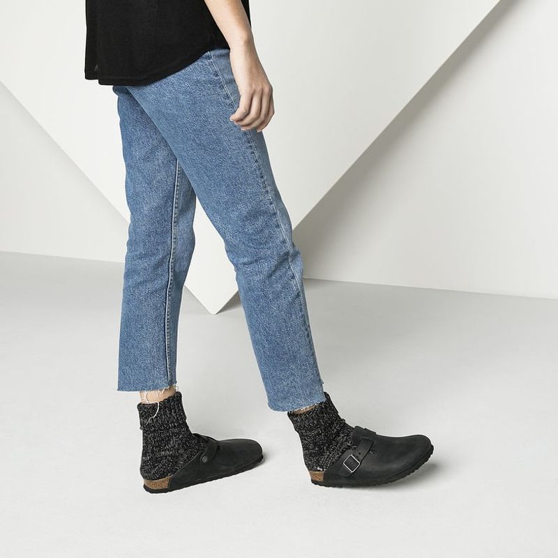 Birkenstock Boston Svart oljet skinn smal