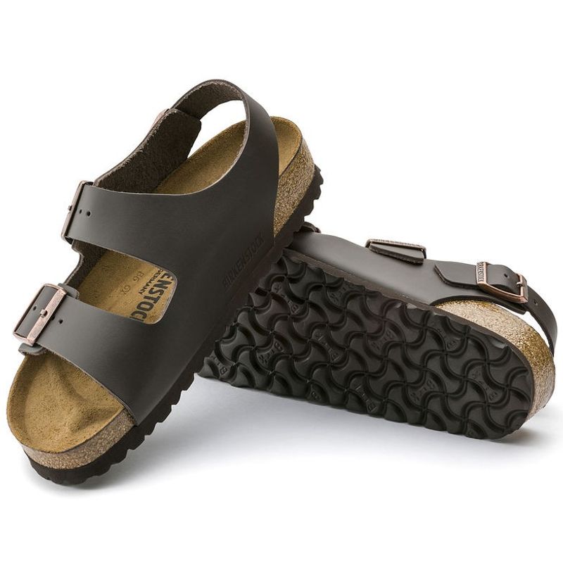 Birkenstock Milano Glatt skinn mørkebrun smal