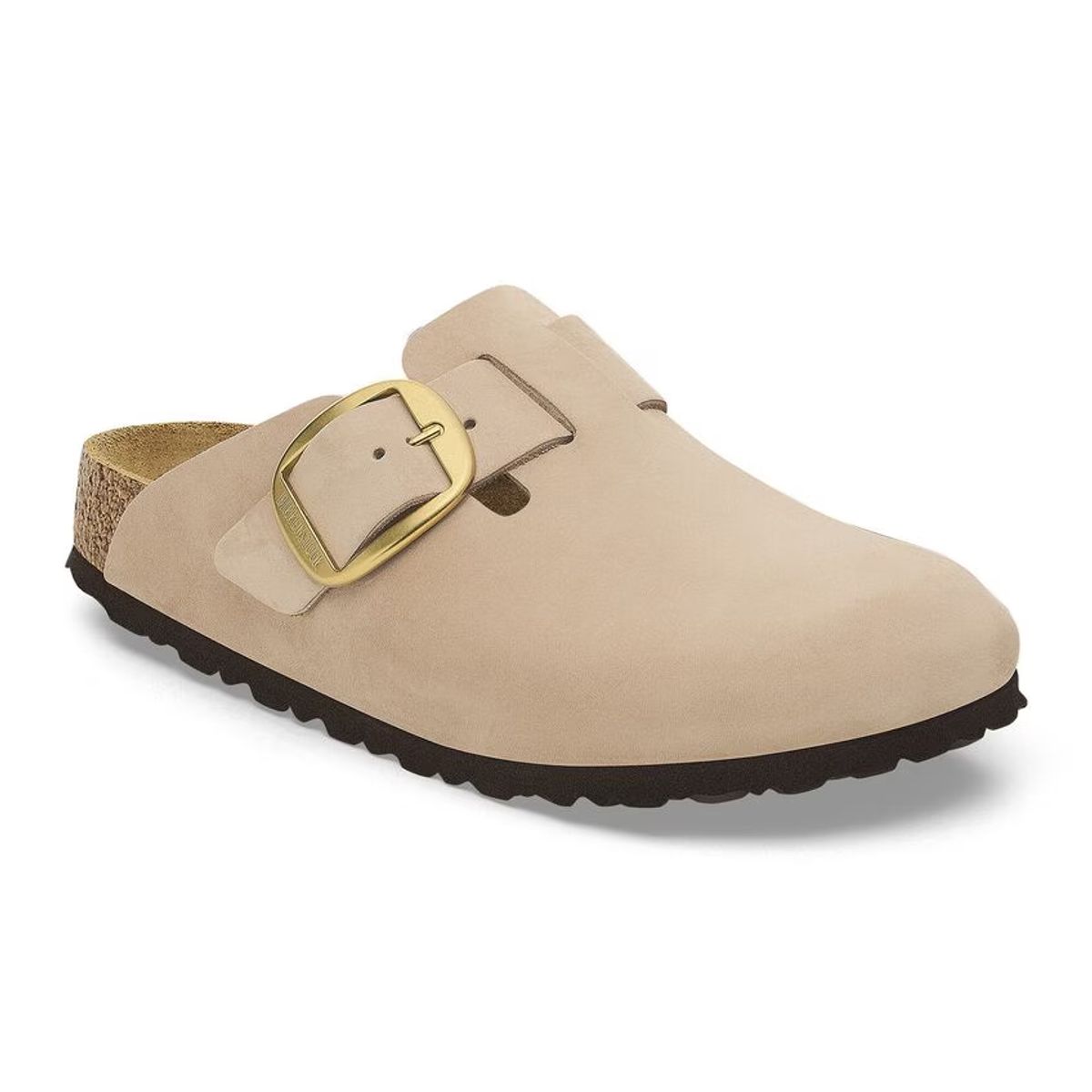 Birkenstock Boston Big Buckle Sandcastle skinn smal