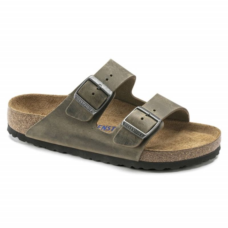 Birkenstock Arizona SFB Faded Khaki oljet skinn smal myk