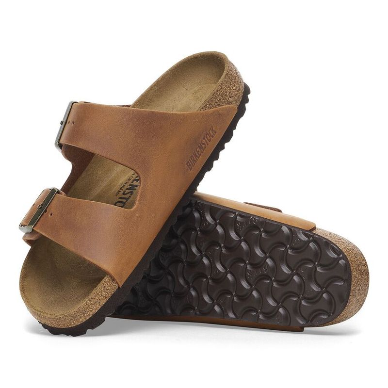 Birkenstock Arizona Cognac oljet nubuck skinn smal