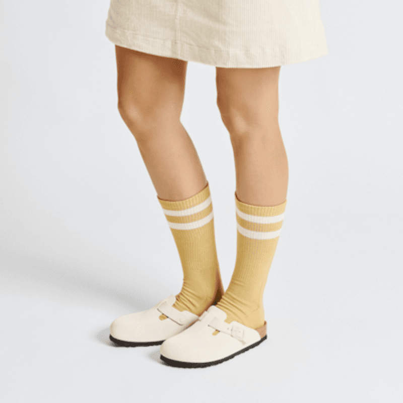 Birkenstock Boston cord semsket skinn antikk hvit smal