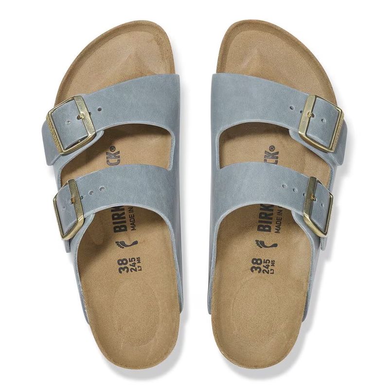 Birkenstock Arizona oljet skinn Basalt Grey smal