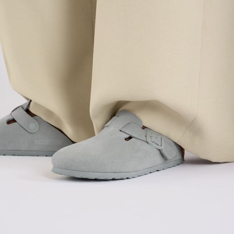 Birkenstock Boston pure sage semsket skinn smal