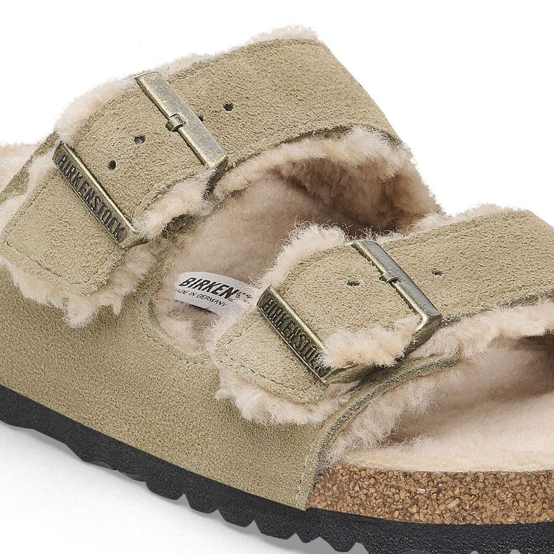 Birkenstock Arizona Shearling Taupe semsket skinn/lammeull smal