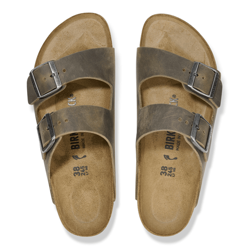 Birkenstock Arizona oljet skinn Faded Khaki smal