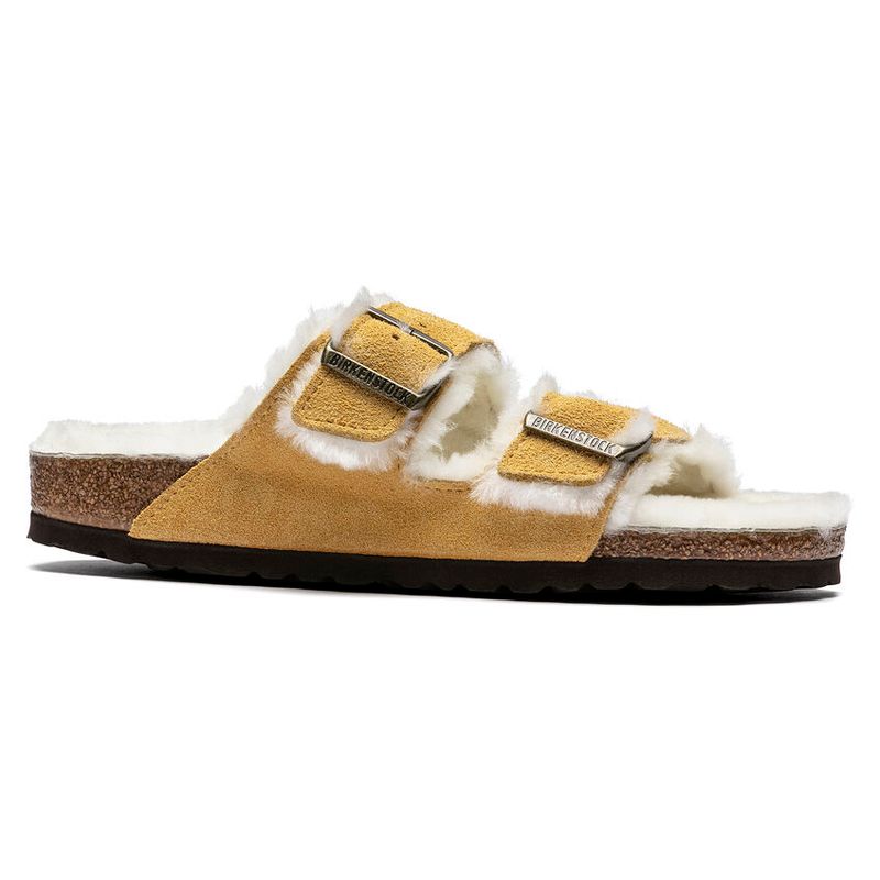 Birkenstock Arizona Shearling ochre semsket skinn/lammeull smal