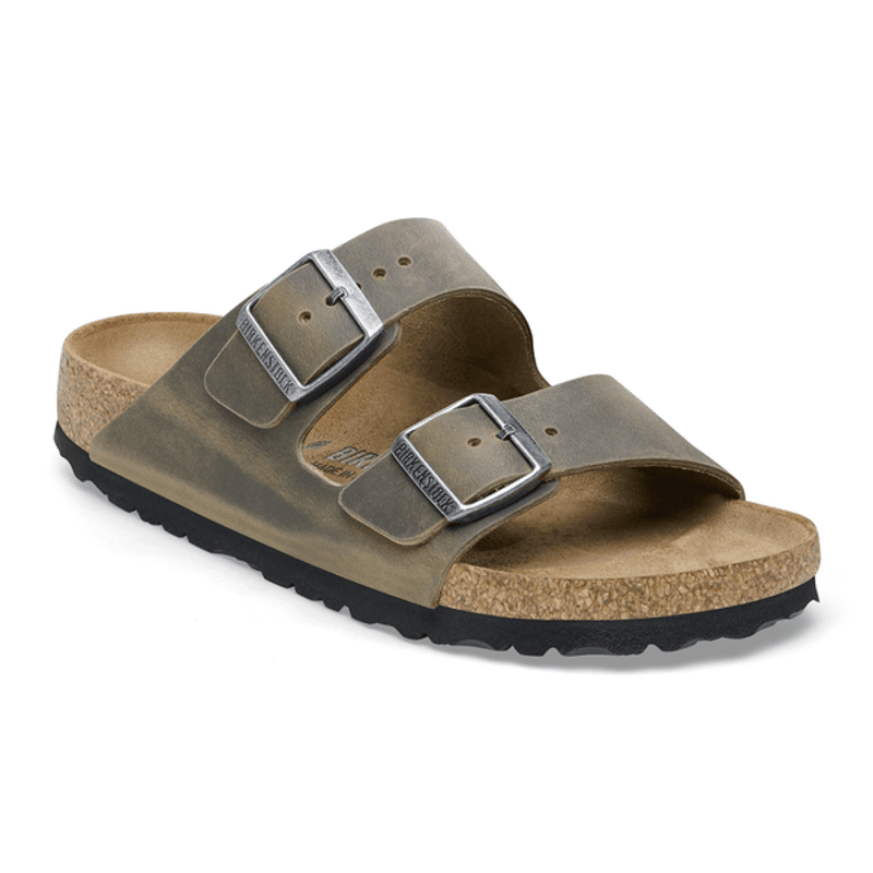Birkenstock Arizona oljet skinn Faded Khaki smal