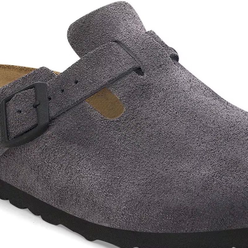 Birkenstock Boston velvet grey semsket skinn normal